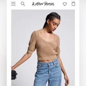 Never worn Cropped Sweetheart Bustier Knit Top; SZ L